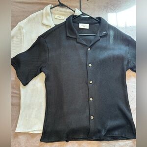 YoungLA Breathable Button-Down Shirts Bundle (Black & Cream) – Men’s XXL